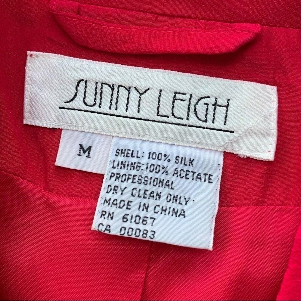 Vtg Sunny Leigh Silk Embroidered Star Blazer Jacket Red Gold Art Wear Size M - Picture 8 of 9